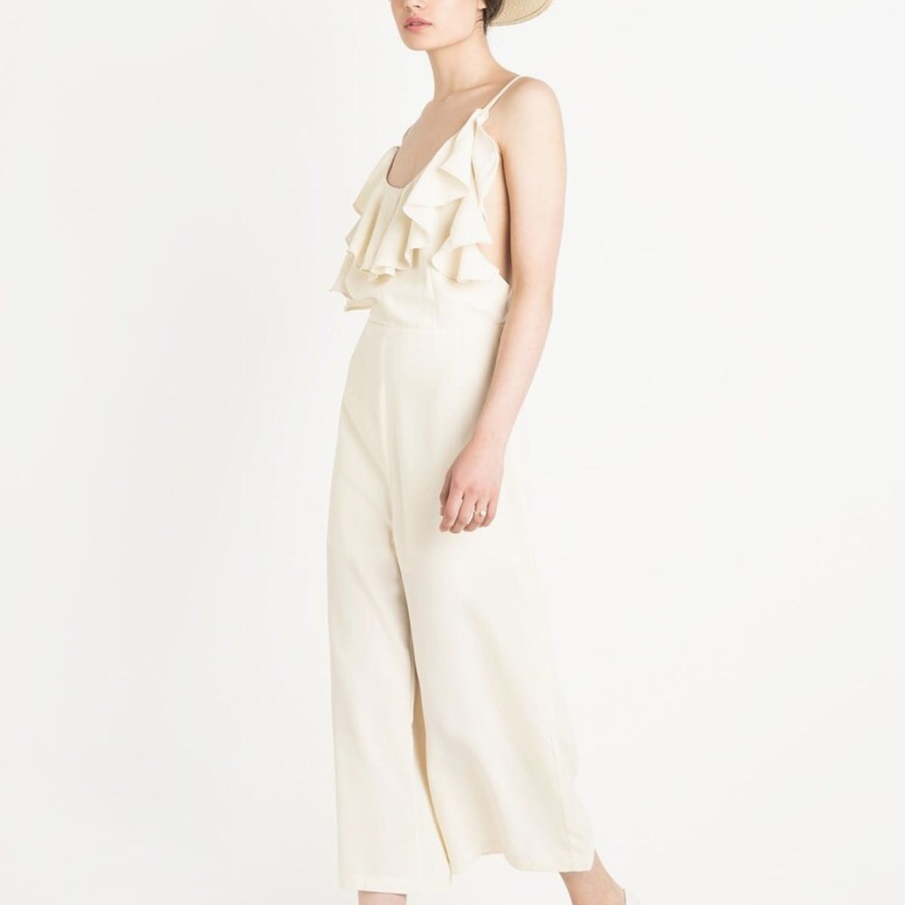 Pixie Market Ivory Ruffled Jumpsuit NWT